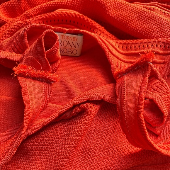 Y2K Torn by Ronny Kobo Alberta Knit Dress Orange Size Large - Picture 9 of 10